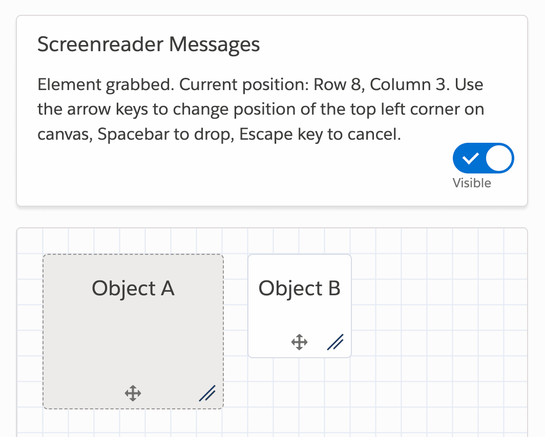 Salesforce's accessible drag and drop pattern library