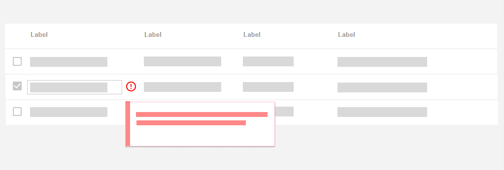 A screenshot of the inline editing and validation in tables.