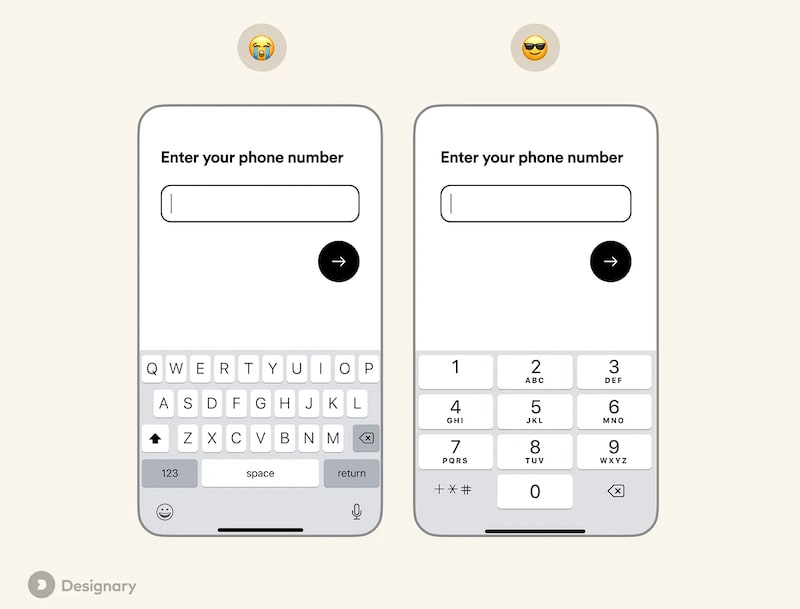 Phone input keyboard vs. normal keyboard on mobile