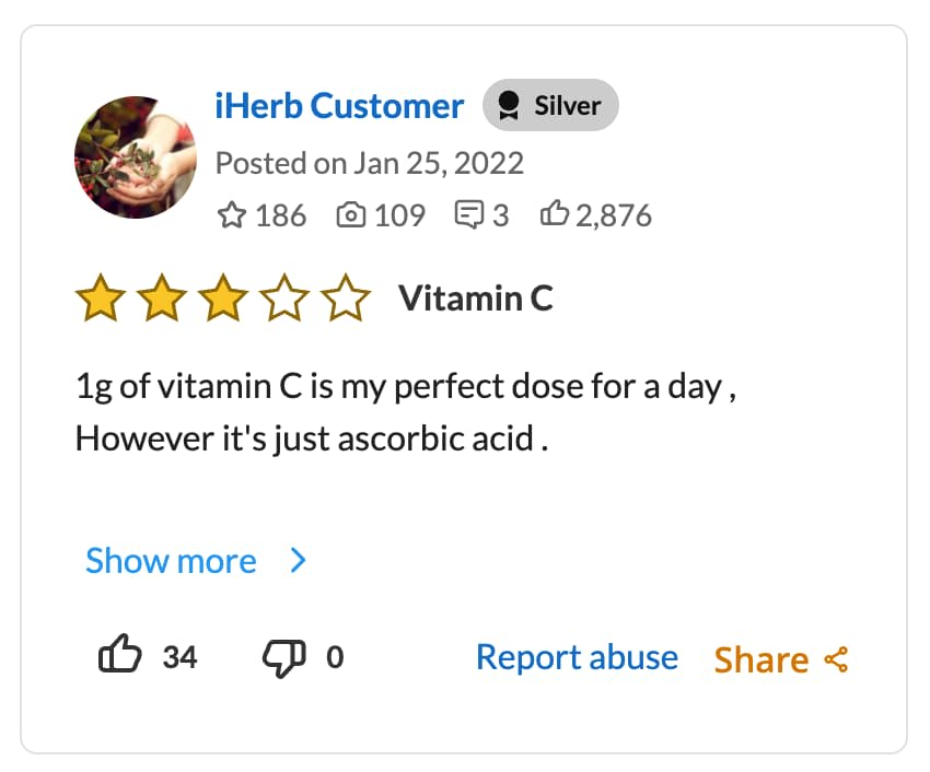 OiHerb.com highlights the most helpful positive and the most helpful critical review at the very top of the Reviews section. Discovered by Nick Babich.