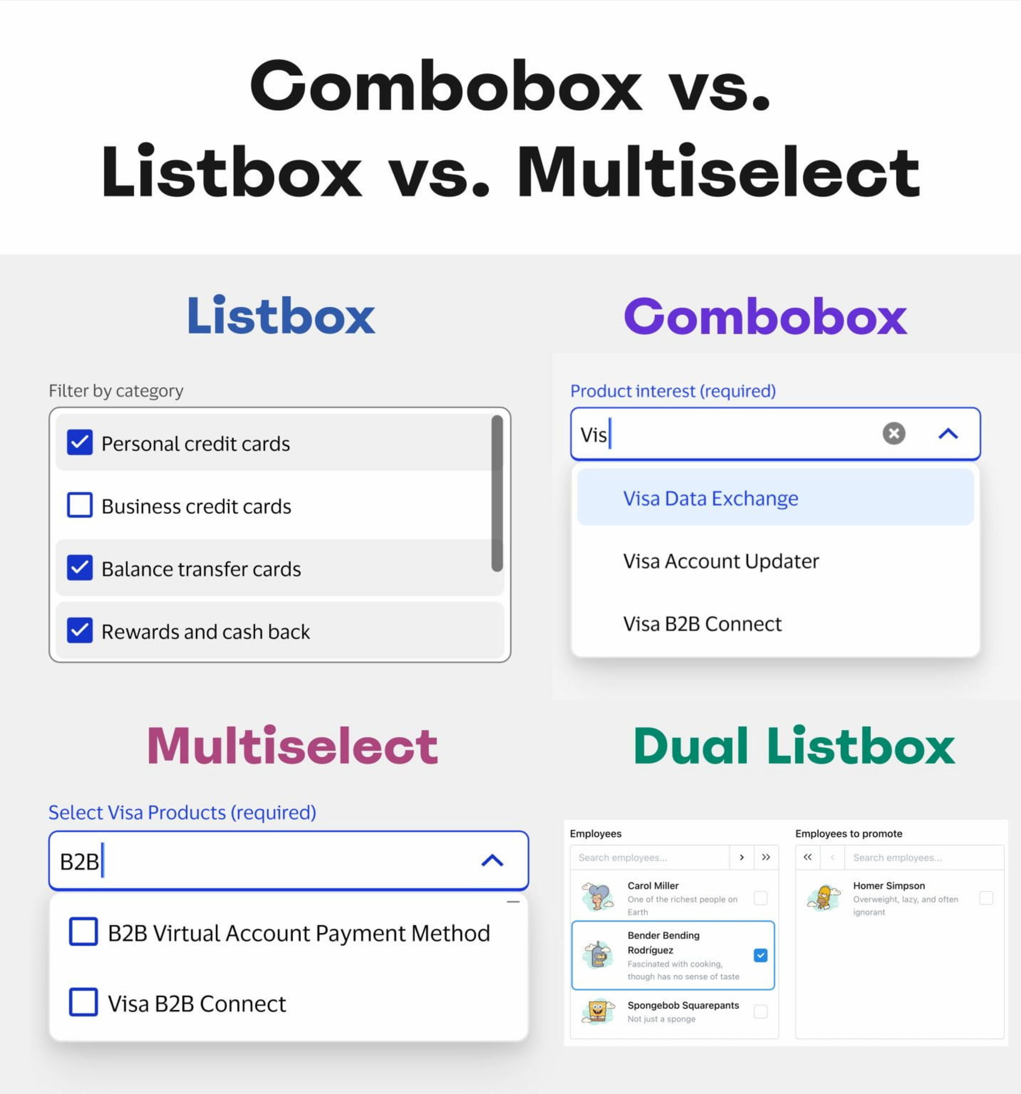 Combobox vs. Multiselect vs. Listbox: How To Choose The Right One — Smashing Magazine