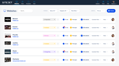 A quick look into the Sitejet website and project management dashboard