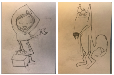 sketch drawings of the characters