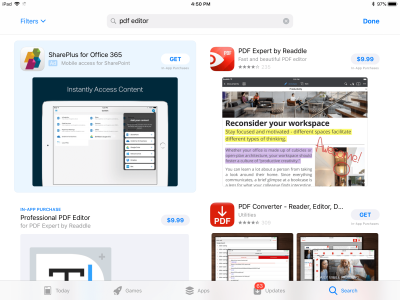 App Store search for PDF editor