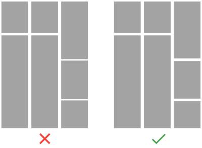 Pay attention to both horizontal and vertical spacing. On the left, varied vertical spacing. On the right, consistent vertical spacing