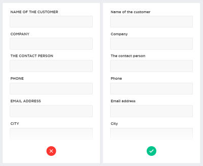 Disadvantages of using labels written with capital letters