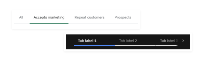 Example tabs from Shopify Polaris and IBM Carbon