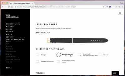 Camile Fournet’s watch band configurator
