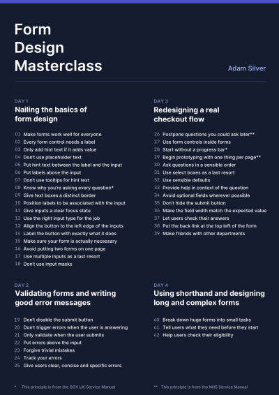 All 42 rules from the workshop captured in a handy poster