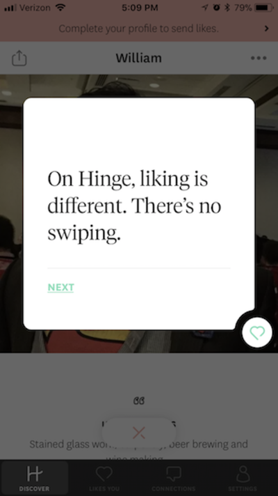 Hinge’s tooltips.