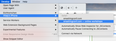 Safari DevTools’ “Audit” panel, with a series of small automated tests