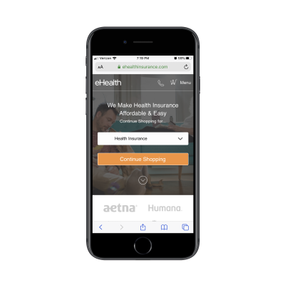 eHealth Insurance home page