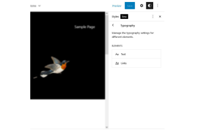 A screenshot of WordPress Full-Site Editing typography