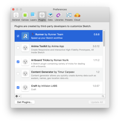 Plugin manager in Sketch