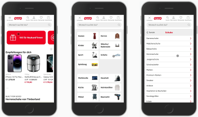 Viewing the Otto.de website on mobile