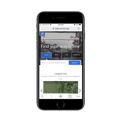 Zillow mobile homepage in 2017