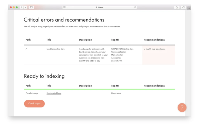 Tilda Webmaster Dashboard, a tool for SEO.