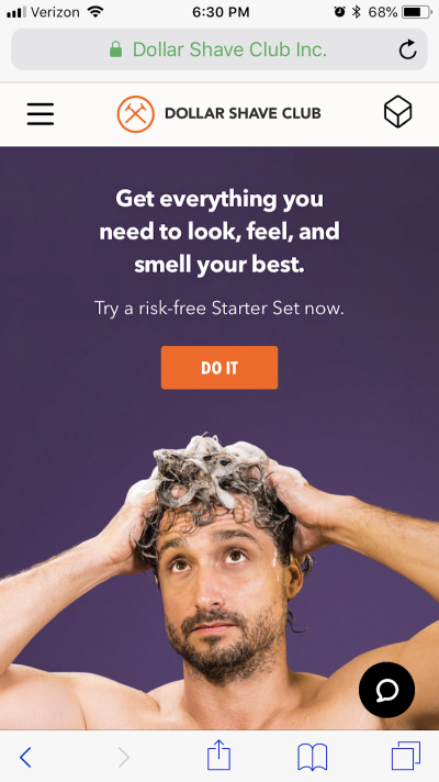 Dollar Shave Club purple banner