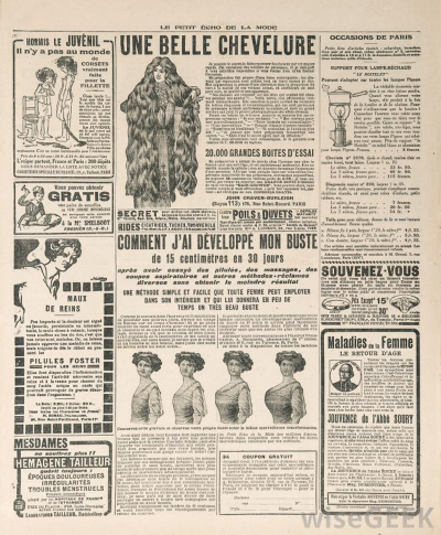 Newspaper page with advertisement, Paris, France, 1919.