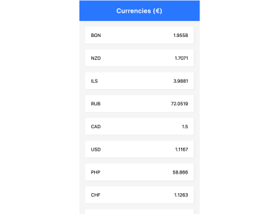 Screenshot of the currency app we’re building in this article.