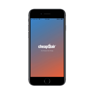 CheapOair mobile app opening splash screen with logo