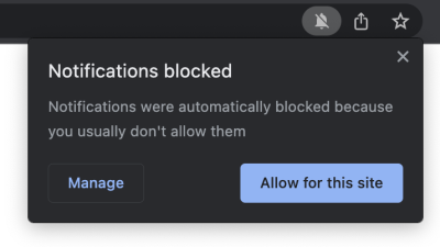 Example of prompt blocked on macOS Chrome