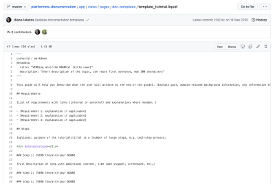 Text written in the Markdown format displayed on the GitHub UI