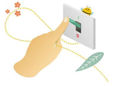 A finger pressing on/off on a light switch vector