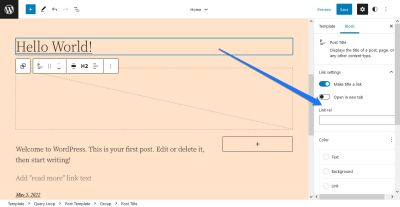 A screenshot of block settings