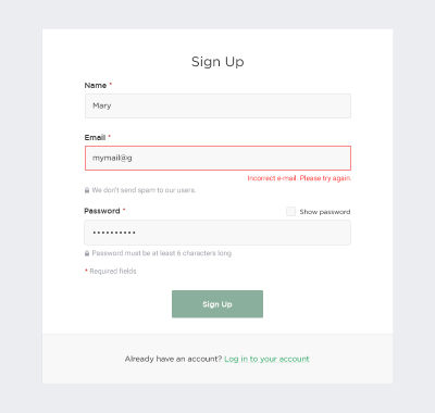 Singularize those fields where errors are found with form validation feature