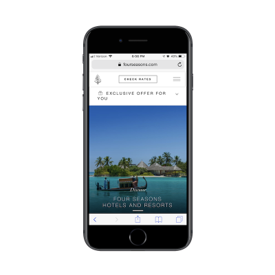 Interactive pop-up on mobile Four Seasons