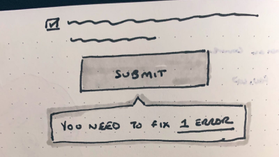 A sketch of an error message appearing next to Submit button