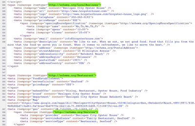 Schema markup found for Henlopen City Oyster House home page.