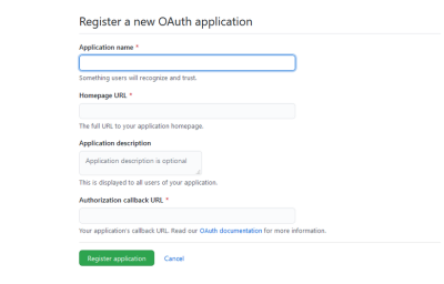 Register a new 0Auth app