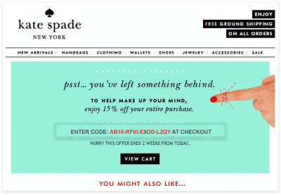 an example of Kate Spade’s notification