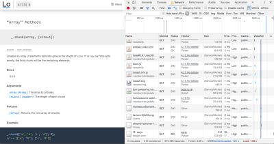 Screenshot of devtools showing 'ServiceWorker' next to each request