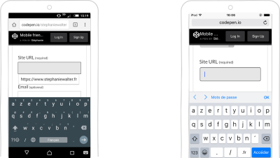 input type=url keyboard on Android and iOS