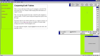 Table template in Dreamweaver 1.2 released 1998