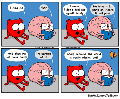 A comic from 'The Awkward Yeti' titled 'Return of Me'