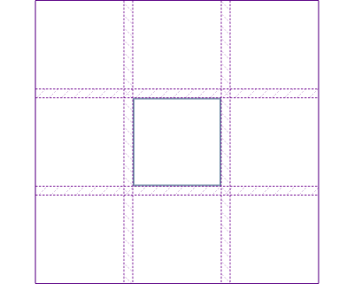 A single item in the center cell of a grid