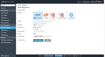 Plesk migration