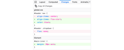 An example of the diff view provided by the Changes Panel