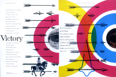 Victory spread designed by Bradbury Thompson, 1953.