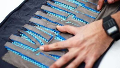 Man's hands stretching FabricKeyboard