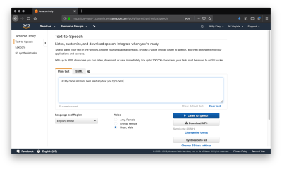 Amazon Polly Console