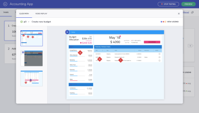 Indigo.Design Click Path and Video Replay to watch step-by-step tests