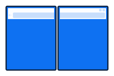 A foldable device illustration with displays side-by-side