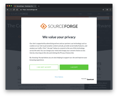 sourceforge privacy settings