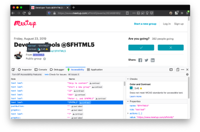 An example of the Accessibility Panel’s auditing feature