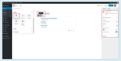 Latest Posts Setting in Gutenberg